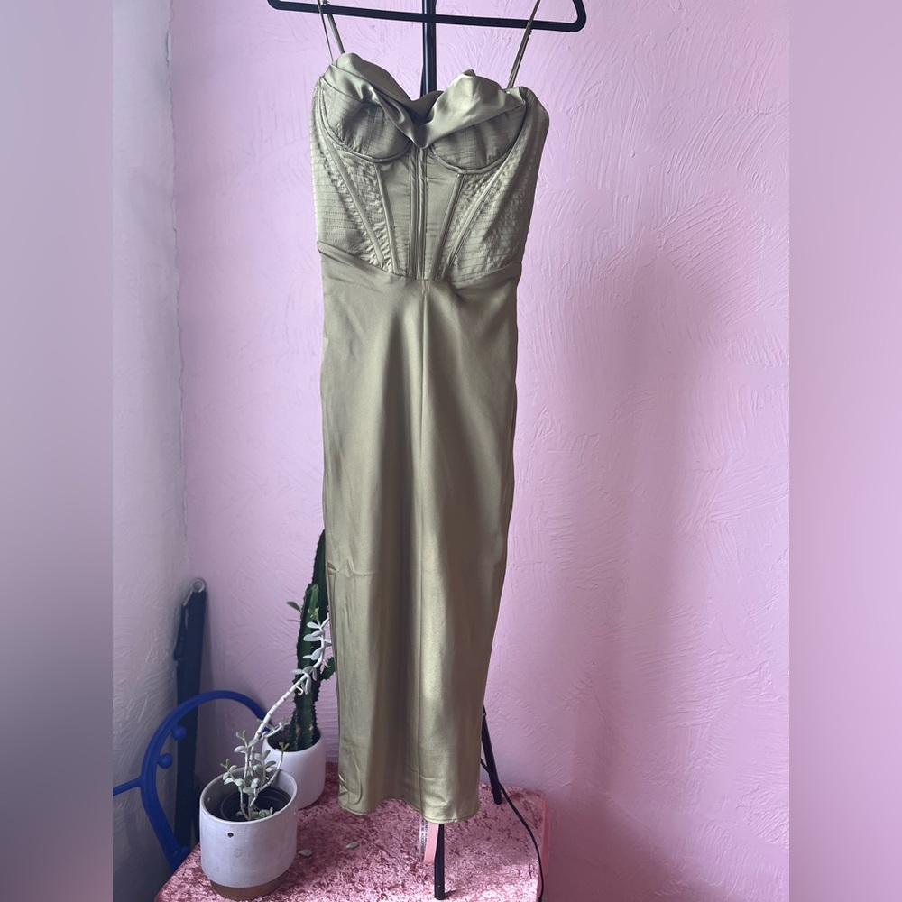 olive green corset dress